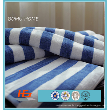 Hôtel 100% Ccotton broderie blanc bleu bande bain serviette de piscine